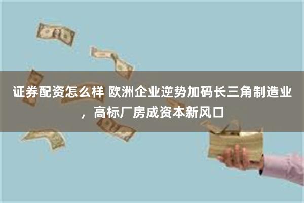 证券配资怎么样 欧洲企业逆势加码长三角制造业，高标厂房成资本新风口