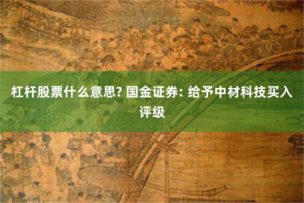 杠杆股票什么意思? 国金证券: 给予中材科技买入评级