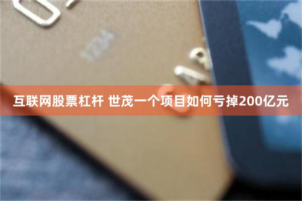 互联网股票杠杆 世茂一个项目如何亏掉200亿元
