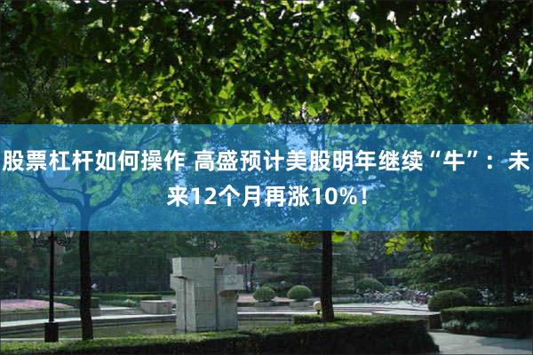 股票杠杆如何操作 高盛预计美股明年继续“牛”：未来12个月再涨10%！